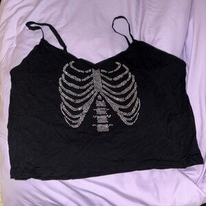 Black Rhinestone Skeleton Camisole